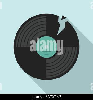 Broken vinyl disc icon. Flat illustration of broken vinyl disc vector icon for web design Stock Vector