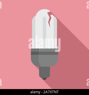 Broken eco bulb icon. Flat illustration of broken eco bulb vector icon for web design Stock Vector
