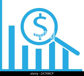 Dollar analysis bars chart on white background. Dollar analysis bars chart sign. Stock Vector