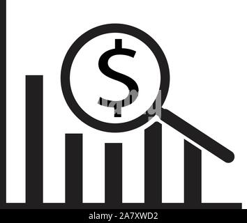 Dollar analysis bars chart on white background. Dollar analysis bars chart sign. Stock Vector