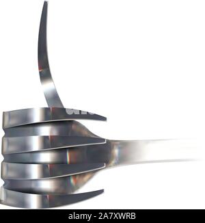 Shiny metallic fork showing thumbs up ok sign Stock Vector