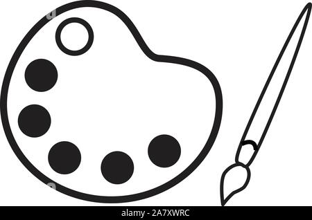 Paint palette board with paint brush. Paint palette board on white background. flat style. Stock Vector