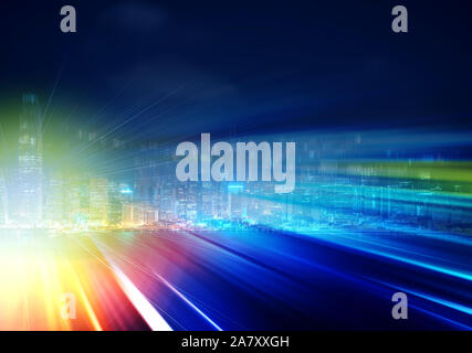 Abstract colorful circular bokeh with city background. Double exposure Abstract colorful circular bokeh with city background. Double exposure