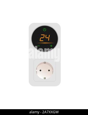Socket with automatic electronic timer. Vector illustration. Stock Vector
