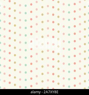Sweet spotted seamless repeat pattern in pastel colours. Vector design of dots in wavy lines ideal for children and babies. Stock Vector
