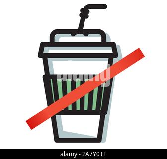 Say No to Plastic Disposable Cup - Icon as EPS 10 File Stock Vector