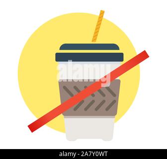 Say no to Plastic Disposable Cup with Straw -  Icon as EPS 10 File Stock Vector