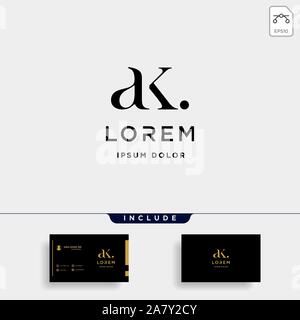 AK K Letter Linked Luxury Premium Logo Stock Vector