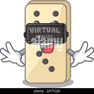 Cartoon style of domino cute virtual reality isolated Stock Vector