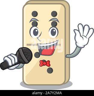 singing cartoon style of domino cute isolated Stock Vector