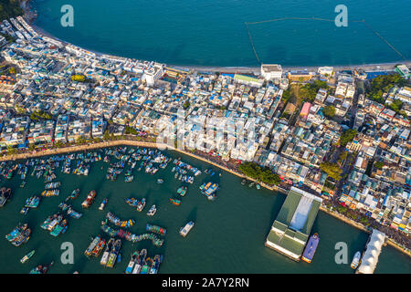 Aerial view sunset at Cheung Chau of Hong Kong Stock Photo