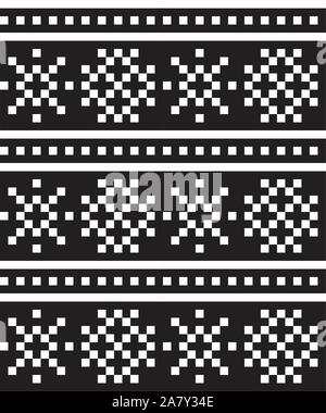 Christmas Snowflakes Fair Isle Seamless Pattern Background in Vector - Suitable for website resources, graphics, print designs, fashion textiles, knit Stock Vector