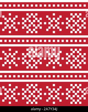 Christmas Snowflakes Fair Isle Seamless Pattern Background in Vector - Suitable for website resources, graphics, print designs, fashion textiles, knit Stock Vector