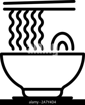 Samurai ramen icon, outline style Stock Vector