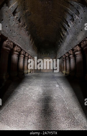 Kanheri caves city Mumbai state maharashtra in India. It is a ancient monuments and old temple building related to God budha. It is situated in the mi Stock Photo