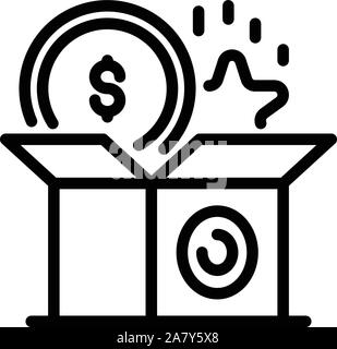 Startup box icon, outline style Stock Vector