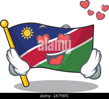 in love flag namibia cartoon with the shape Stock Vector