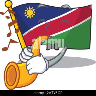 with trumpet flag namibia cartoon with the shape Stock Vector