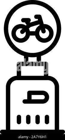 Bike sing post icon, outline style Stock Vector