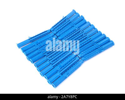 blue dowels on a white background Stock Photo
