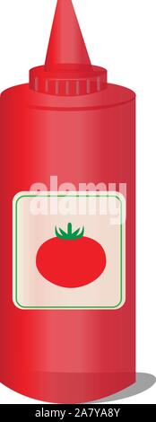 Bottles of tomato ketchup isolated on white background. flat design Stock Vector