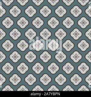 Seamless vector geometric quatrefoil rosette pattern background. Stock Vector