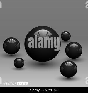 Realistic 3D black ball. Vector illustration in eps 10 Stock Vector