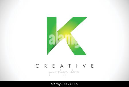 K Letter Design Icon With Paper Cut Design Creative Vector Logo Illustration in Green Colors. Stock Vector