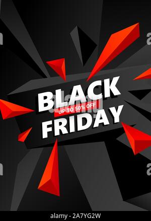 Black Friday Sale Background. Creative vector banner with triangles design element effect for shops, web. Stock Vector