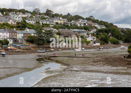 The low tide causeway between Noss Mayo and Newton Ferrers in Devon. Stock Photo