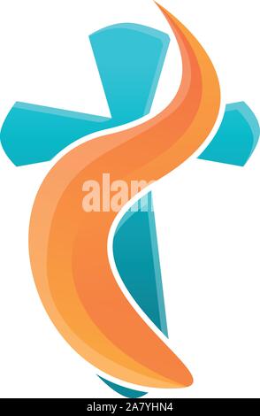 Blue orange cross icon. Cartoon of blue orange cross vector icon for web design isolated on white background Stock Vector