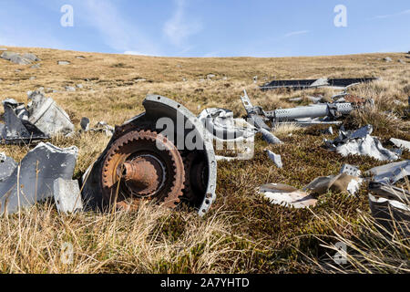 The Wreckage of a Stirling Mk III LK488 Aircraft Which Crashed on Mickle Fell in County Durham During the 2nd World War on 19th October 1944 Stock Photo