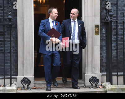 Minister for the Northern Powerhouse and Local Growth Jake Berry (right) and Health and Social Care Secretary Matt Hancock leave following a Cabinet meeting in Downing Street, London. Stock Photo