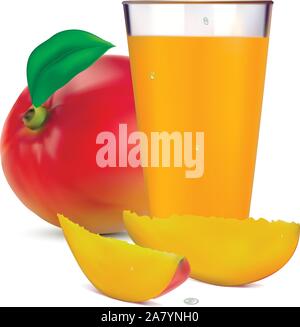 mango juice in a glass and fruit vector Stock Vector