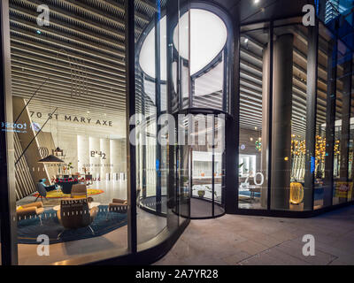 70 St Mary Axe Lobby - architects Foggo Associates 2019. Nicknamed the "Can of Ham" because of its shape. Stock Photo