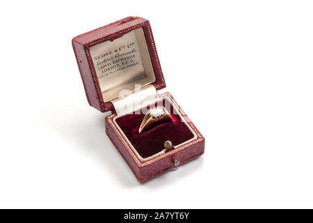 Diamond ring in a box. Stock Photo