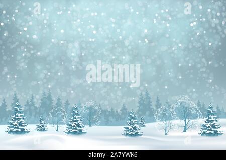 Snowy Winter Landscape Stock Vector