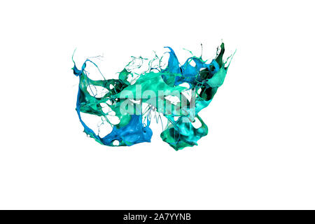 abstract color splash or explosion of colored paints isolated on white background Stock Photo