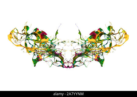 abstract color splash or explosion of colored paints isolated on white background Stock Photo