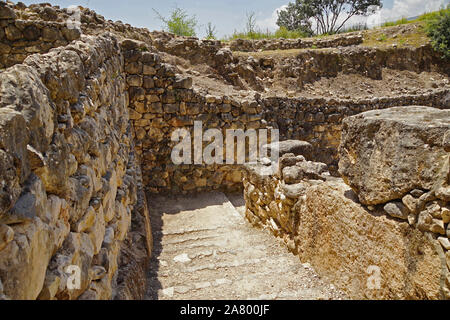 Tel Hazor (also Hatzor, Tell el-Qedah), is an archaeological tell at the site of ancient Hazor, located in Israel, Upper Galilee. In the Middle Bronz Stock Photo