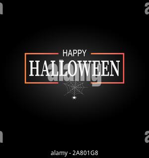 Happy Halloween text banner with spider on black background, Vector Stock Vector