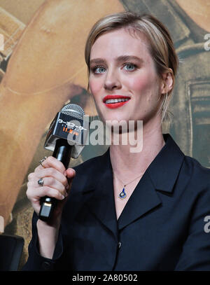 Tokyo, Japan. 05th Nov, 2019. Actress Mackenzie Davis attends the press conference for the film 'Terminator: Dark Fate' in Tokyo, Japan on Tuesday, November 5, 2019. 'Terminator: Dark Fate' set 25 years after the events of 'Terminator 2', filming took place from June to November 2018 in Hungary, Spain and the United States. James Cameron return to production and actress Linda Hamilton play Sara Conner for the first time in 28 years. This film open November 8 in Japan. Photo by MORI Keizo/UPI Credit: UPI/Alamy Live News Stock Photo