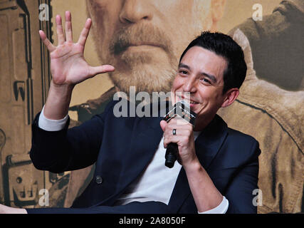 Tokyo, Japan. 05th Nov, 2019. Actor Gabriel Luna attends the press conference for the film 'Terminator: Dark Fate' in Tokyo, Japan on Tuesday, November 5, 2019. 'Terminator: Dark Fate' set 25 years after the events of 'Terminator 2', filming took place from June to November 2018 in Hungary, Spain and the United States. James Cameron return to production and actress Linda Hamilton play Sara Conner for the first time in 28 years. This film open November 8 in Japan. Photo by MORI Keizo/UPI Credit: UPI/Alamy Live News Stock Photo