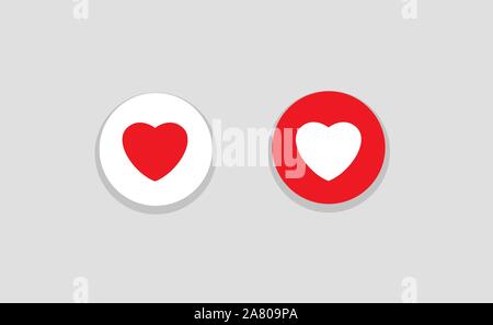 Heart icons. Happy Valentine's day symbols Red and white icons Vector illustration Stock Vector