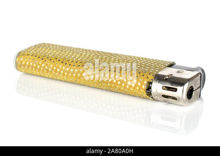 One whole plastic lighter isolated on white background Stock Photo