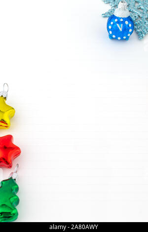 a vertical notebook with New Year decorations Stock Photo