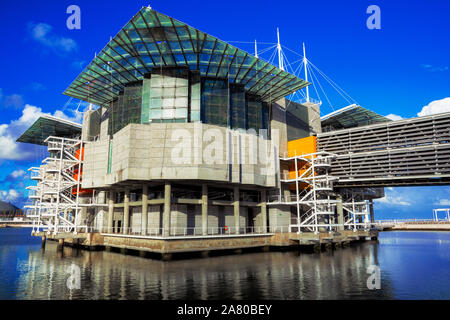 LISBON, PORTUGAL - NOVEMBER 2, 2017. The Lisbon Oceanarium located in the Parque das Nacoes , shore of Tagus river in Lisbon city, Portugal Stock Photo