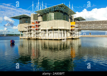 LISBON, PORTUGAL - NOVEMBER 2, 2017. The Lisbon Oceanarium located in the Parque das Nacoes , shore of Tagus river in Lisbon city, Portugal Stock Photo