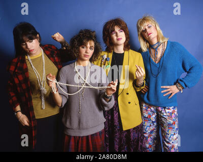 American all woman popgroup The Bangles,from left Vicki Peterson,Susanna Hoffs,Michael Steele and Debbie Peterson Stock Photo