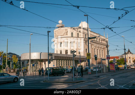 Urania building a public educational institute and astronomy observatory in Vienna, Austria Stock Photo